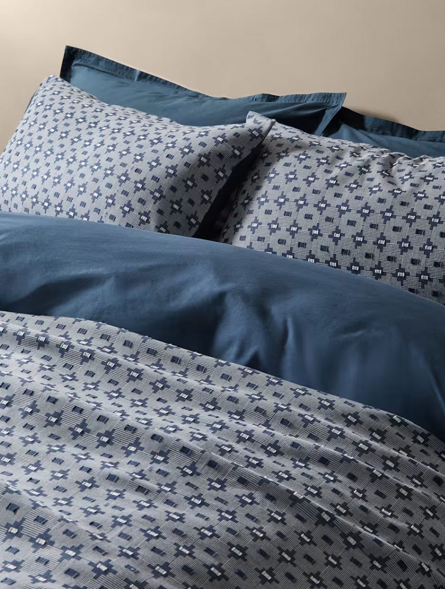 navy geometric jacquard design