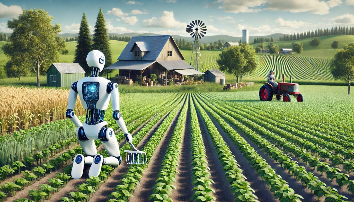 Robot som arbetar på ett lantbruk.