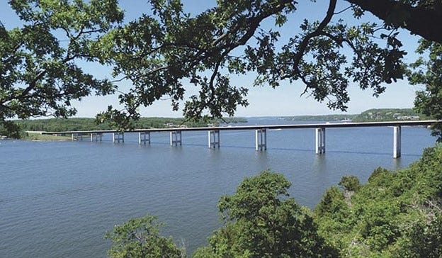 Bridge across a lake in the Ozarks.