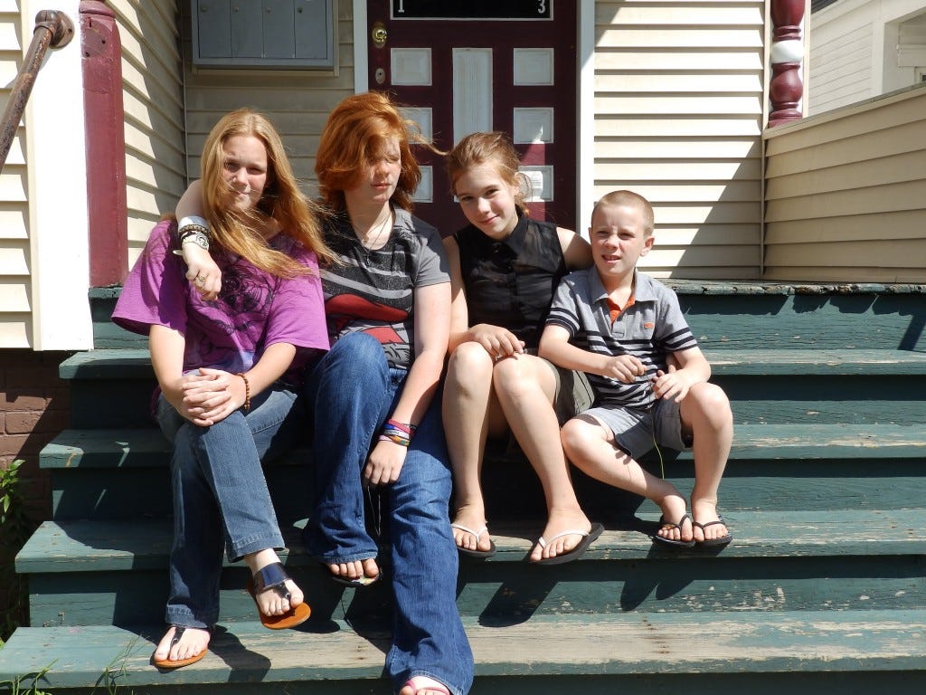 Kids on steps