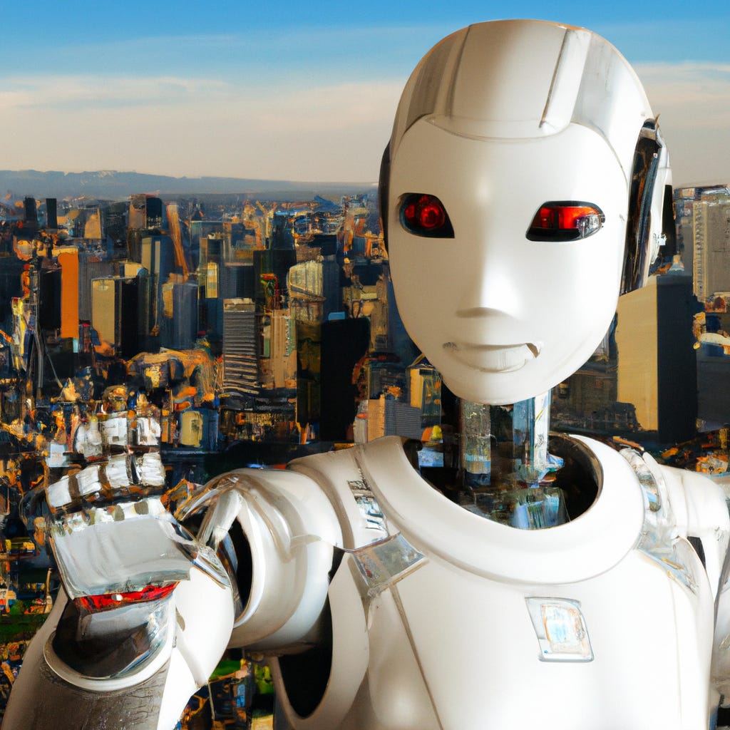 MakerAI Image - A robot controlling a city