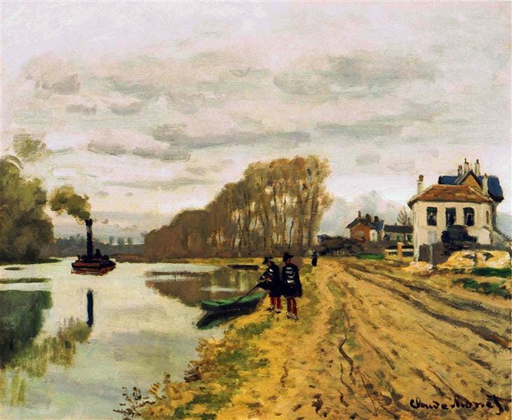 Infantry Guards Wandering along the River, 1870 - Claude Monet