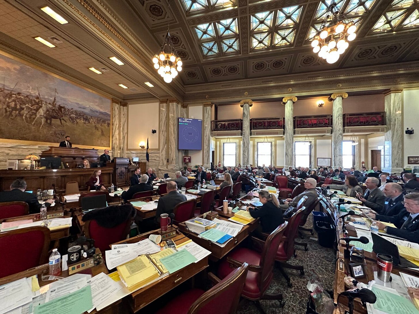 Section D subcommittee chair Rep. Bill Mercer, R-Billings, outlines the Section D portion of House Bill 2 during the second reading floor discussion on the budget for the next biennium on March 22, 2023.