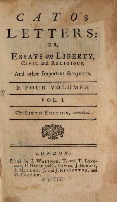 English Radical History on X: "“Whoever would overthrow the liberty of the  nation, must begin by subduing the freedom of speech...” John Trenchard and  Thomas Gordon, 'Cato's Letters', 1721. https://t.co/YiEFWuLnRT" / X
