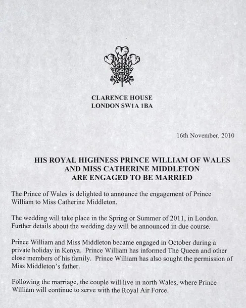 prince william kate middleton engagement announcement from palace