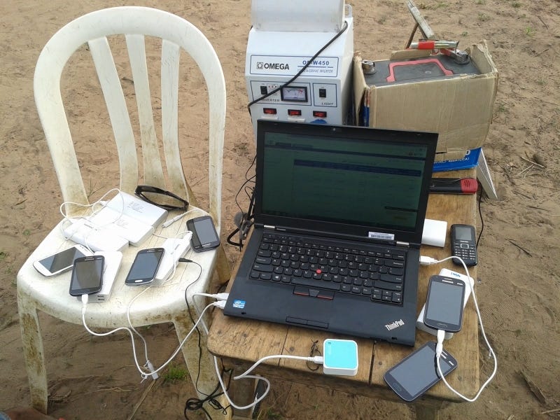“GPS coordinates of each house that received nets were recorded and uploaded each day.” Photo and caption courtesy of AMF.