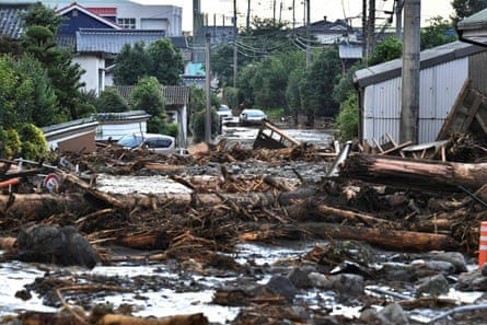 Flood debris in Kurume, Fukuoka prefecture, Kyushu island