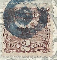 postage stamp from 1869, 2 cents