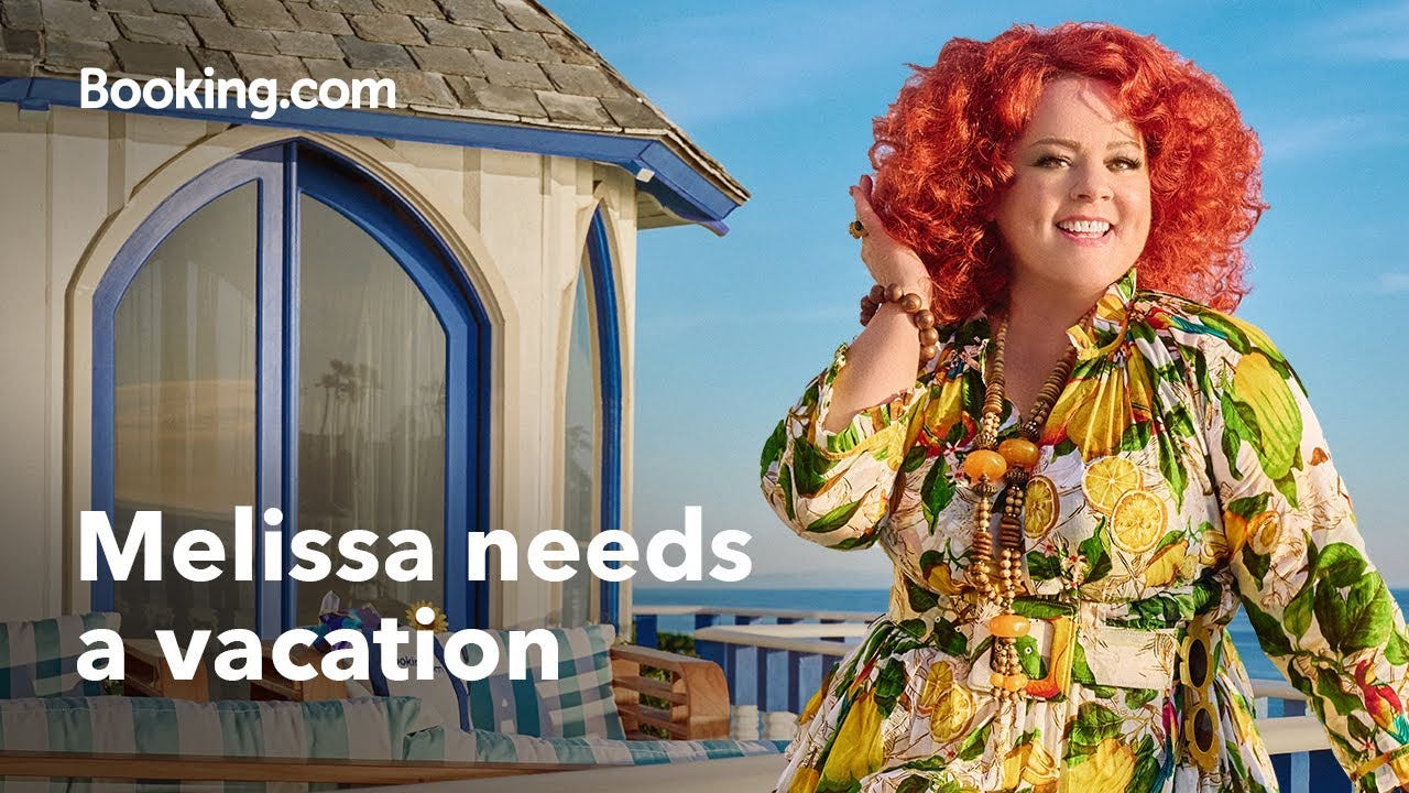 Melissa McCarthy in "Somewhere, Anywhere" | Booking.com 2023 Big Game Ad -  YouTube