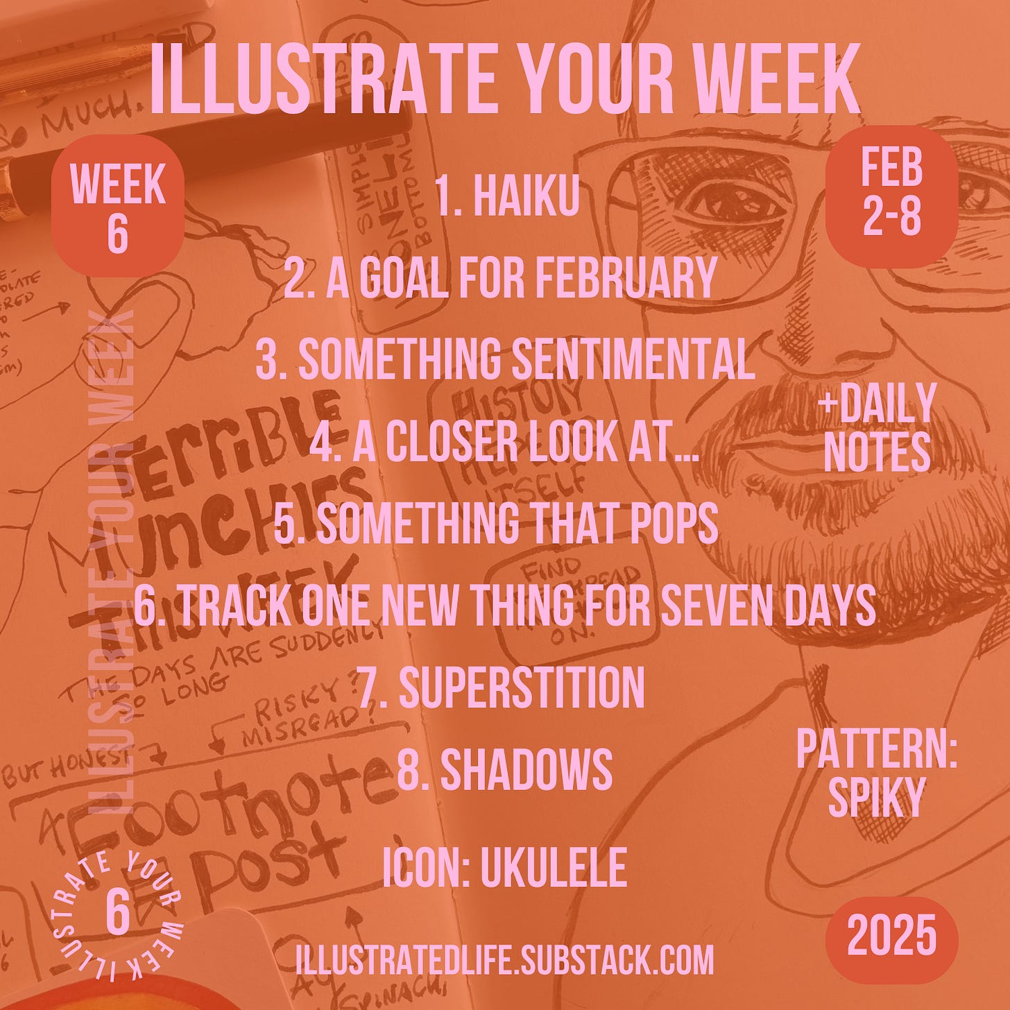 Week 6 prompts including haiku and a goal for February 