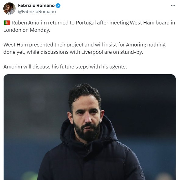 Ruben Amorim West Ham Premier League