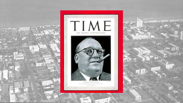 Time Magazine from February 19, 1940, featuring Miami Beach Mayor John Levi on the cover.