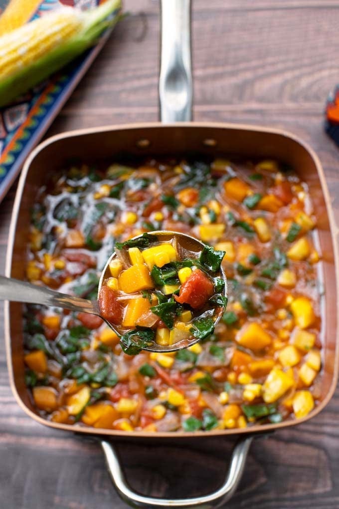 Fall Harvest stew with sweet potato, corn, and squash2