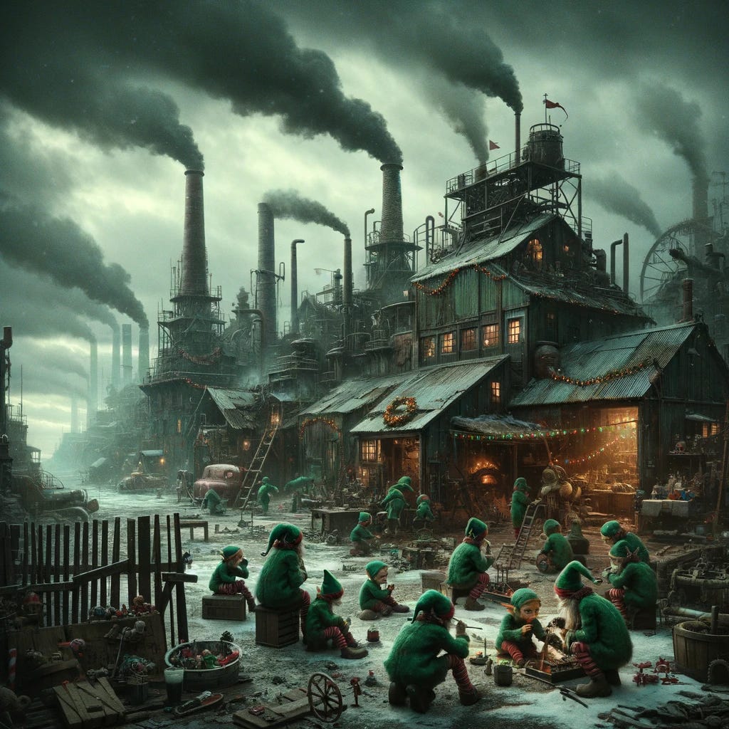 A dystopian version of Santa’s village full of hungry elves