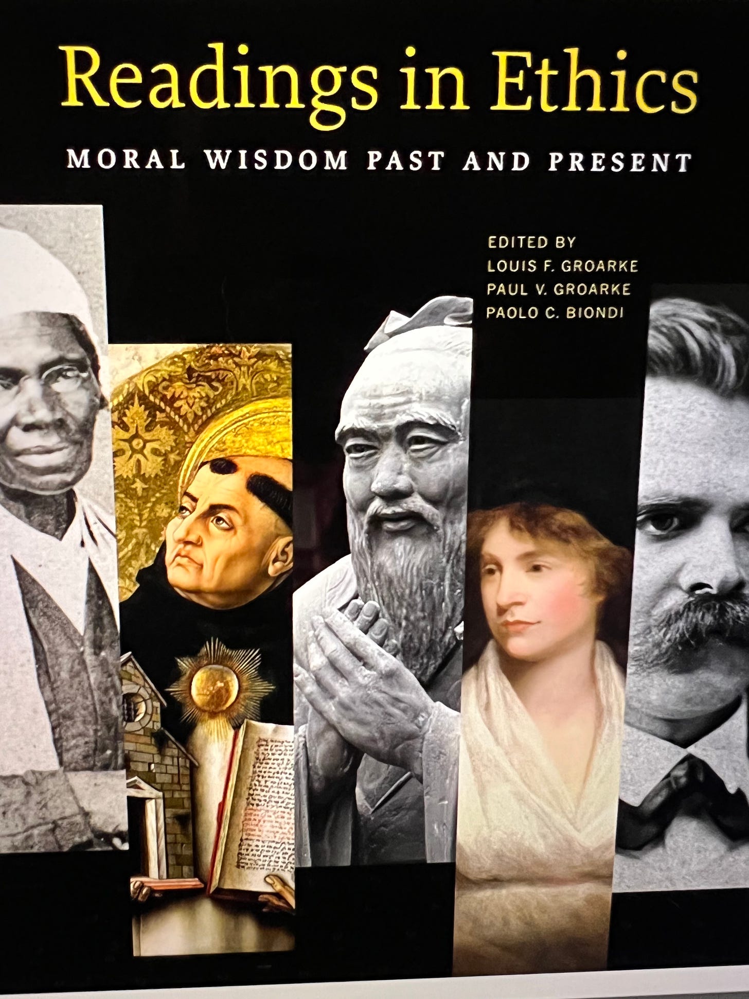 Copy of the book cover Readings in Ethics: Moral Wisdom Past and Present