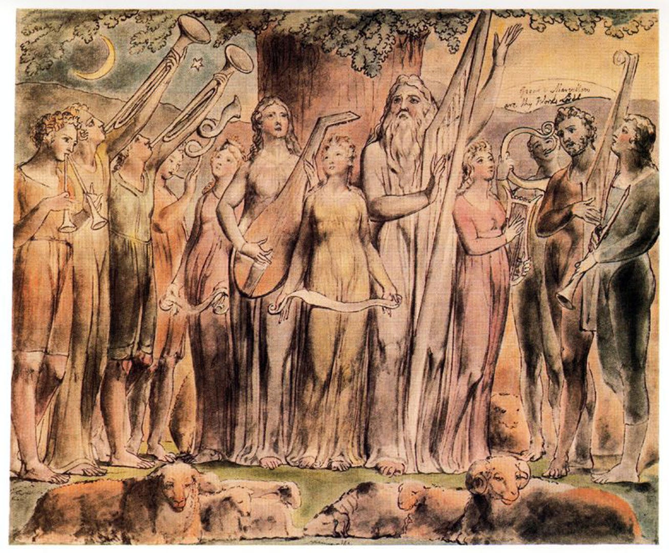 Job And His Family Restored To Prosperity - William Blake Wallpaper Image