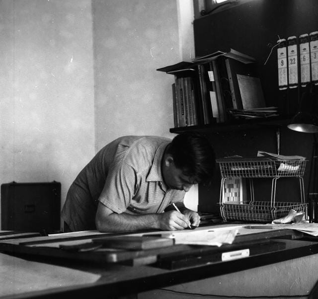 John Godwin at work in 1958