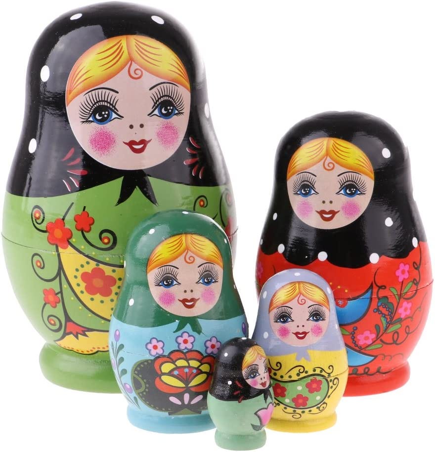 Babushka Matryoshka Doll Set - 5 pieces