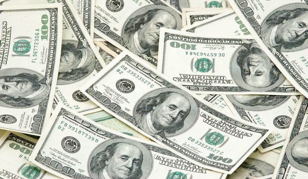 Money - Image of USD100 bank notes