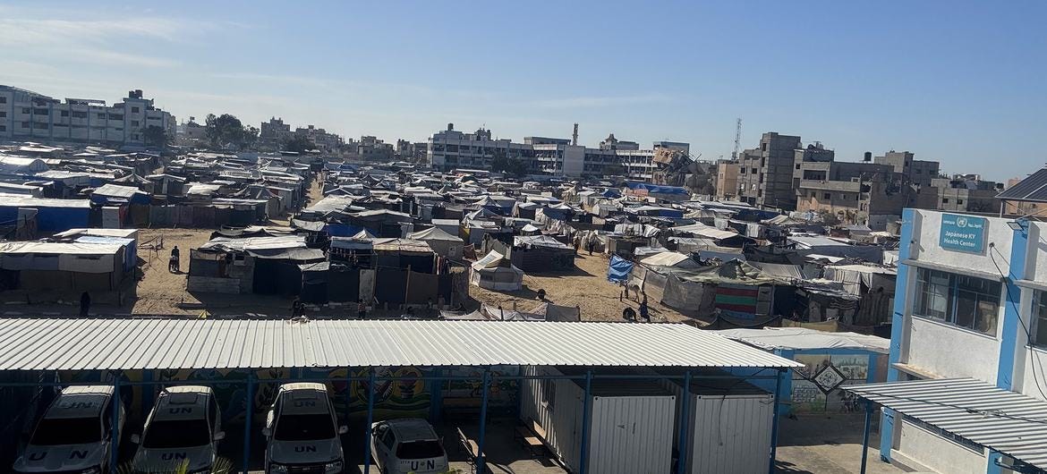 Gazans are living in temporary shelters in Khan Younis.