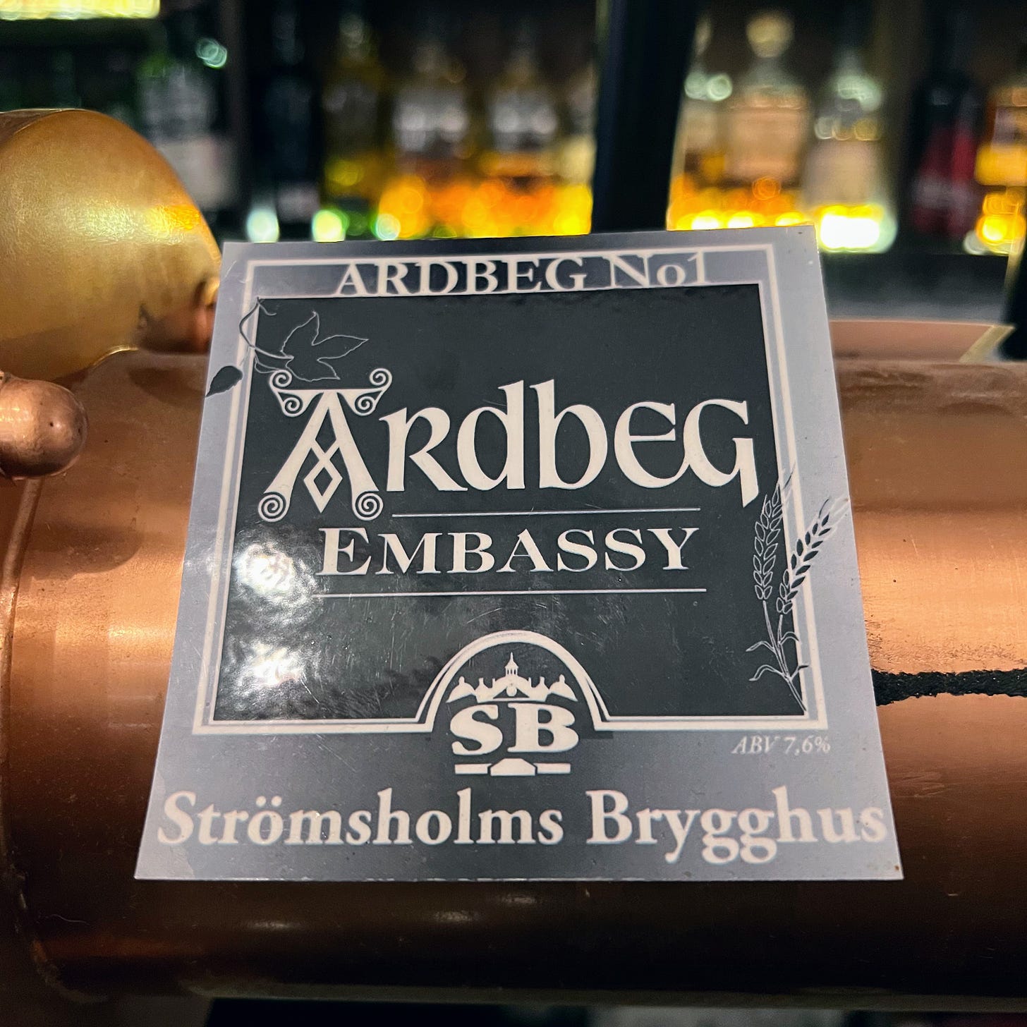 Sign for Ardbeg No 1 beer from the Ardbeg Embassy