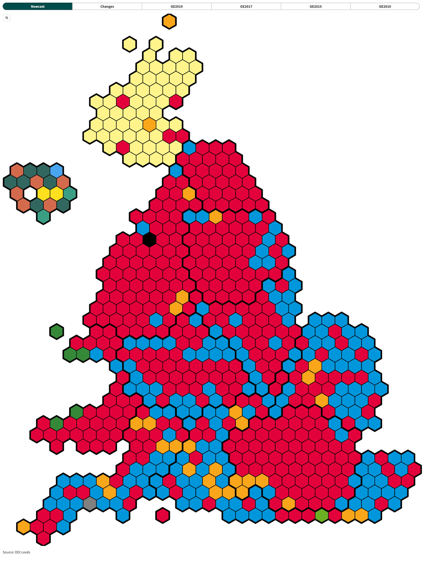 The election result with a 15% Labour lead 