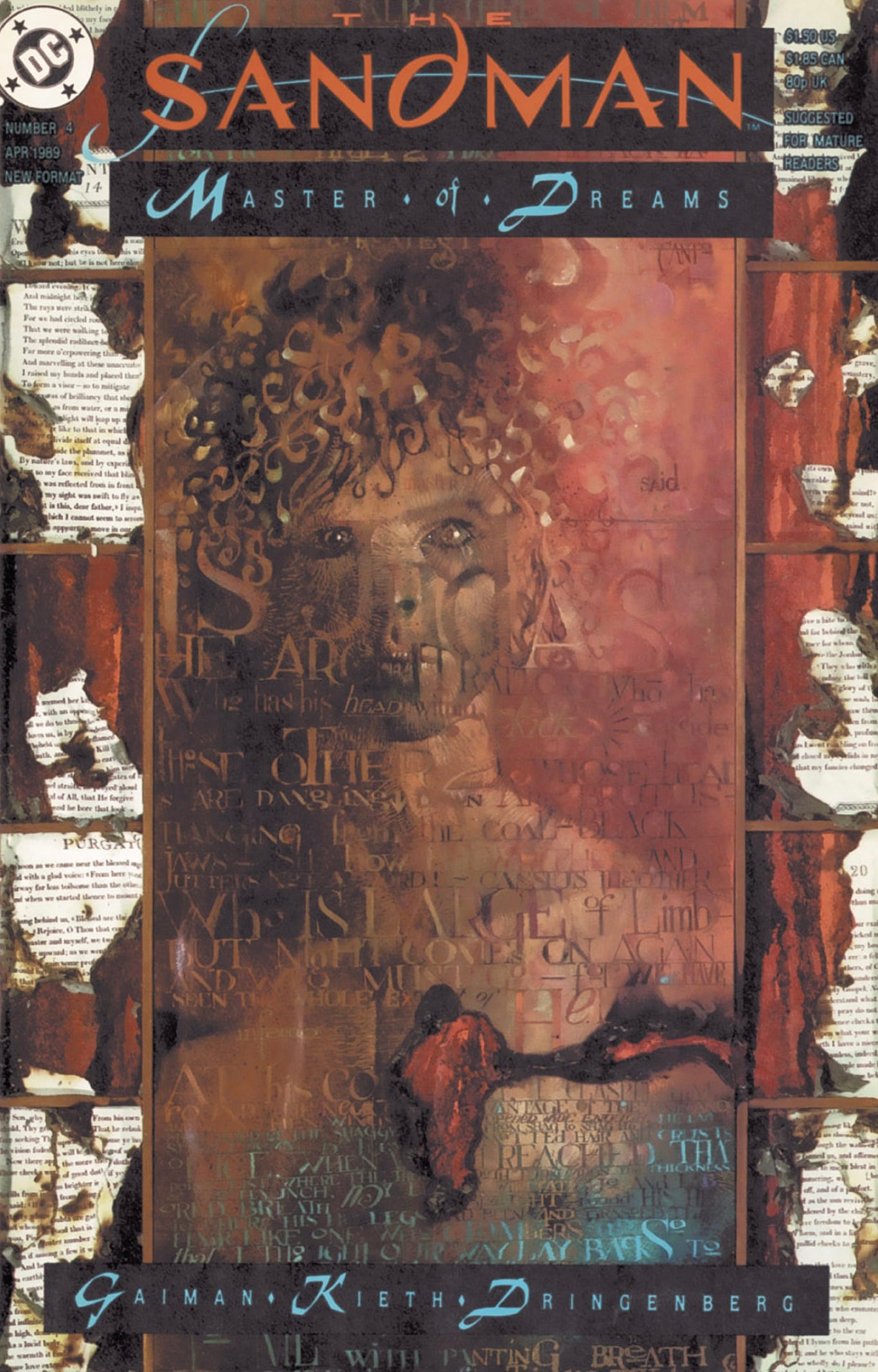 The cover art of A Hope in Hell by Dave McKean, depicting a mixed media image of Lucifer