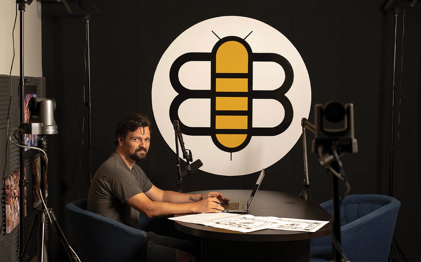 Kyle Mann, editor in chief of the Babylon Bee, at the website’s office in Upland, Calif.