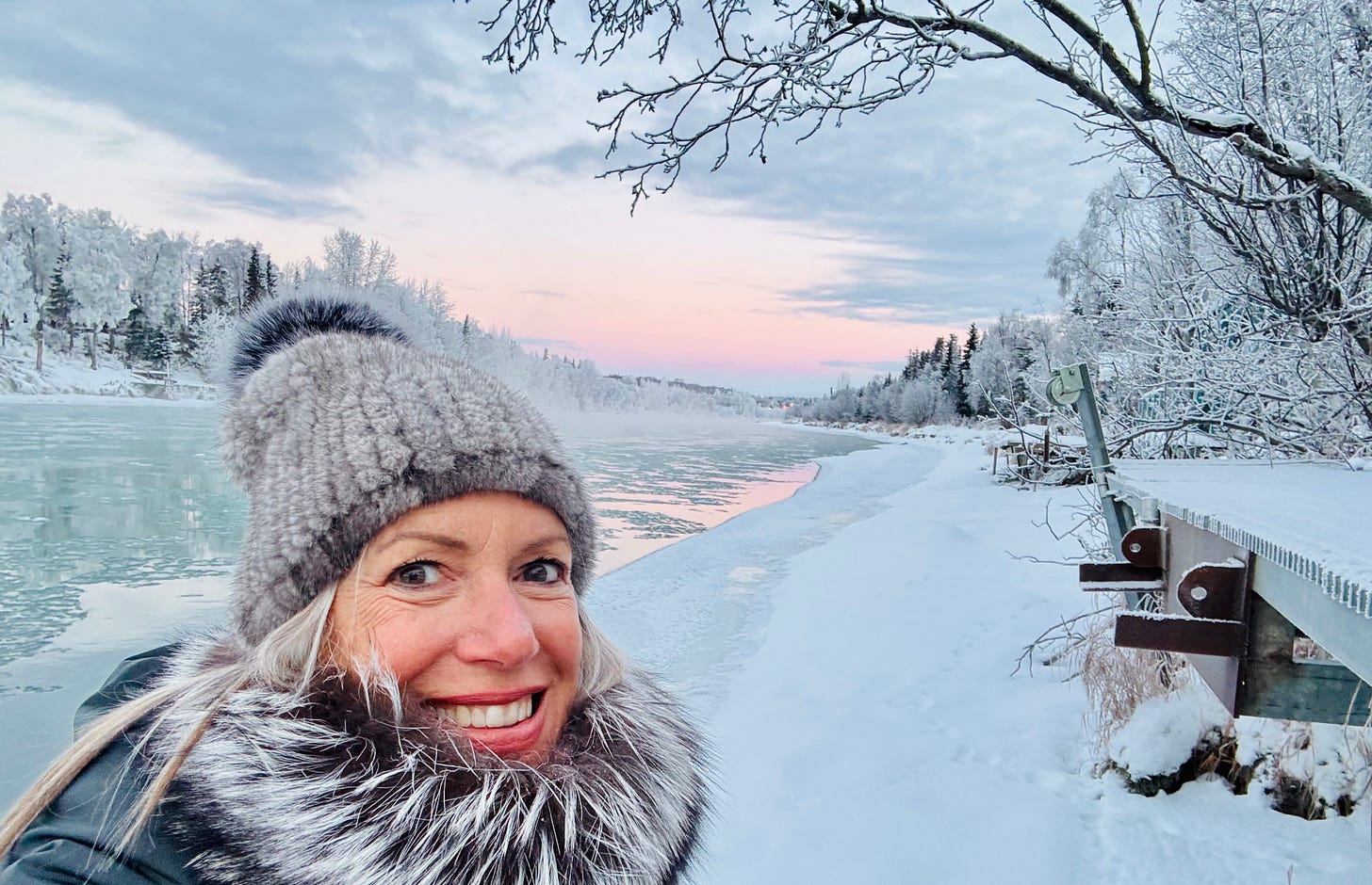 girl on a winter river