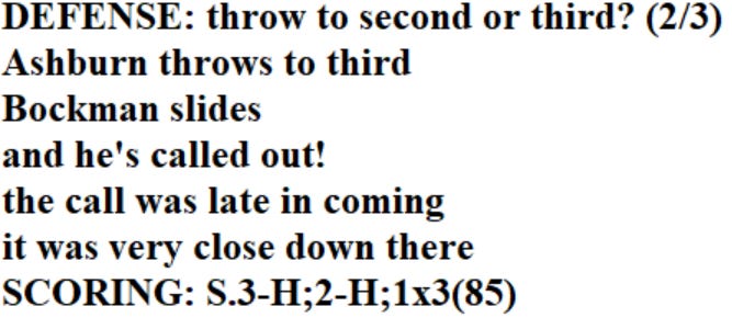 Diamond Mind Baseball Play By Play