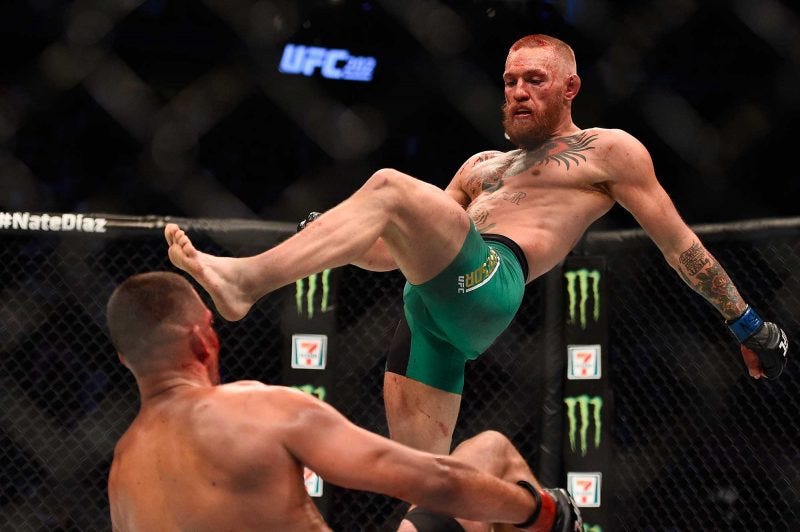 conor mcgregor leg pound on nate diaz ufc 202