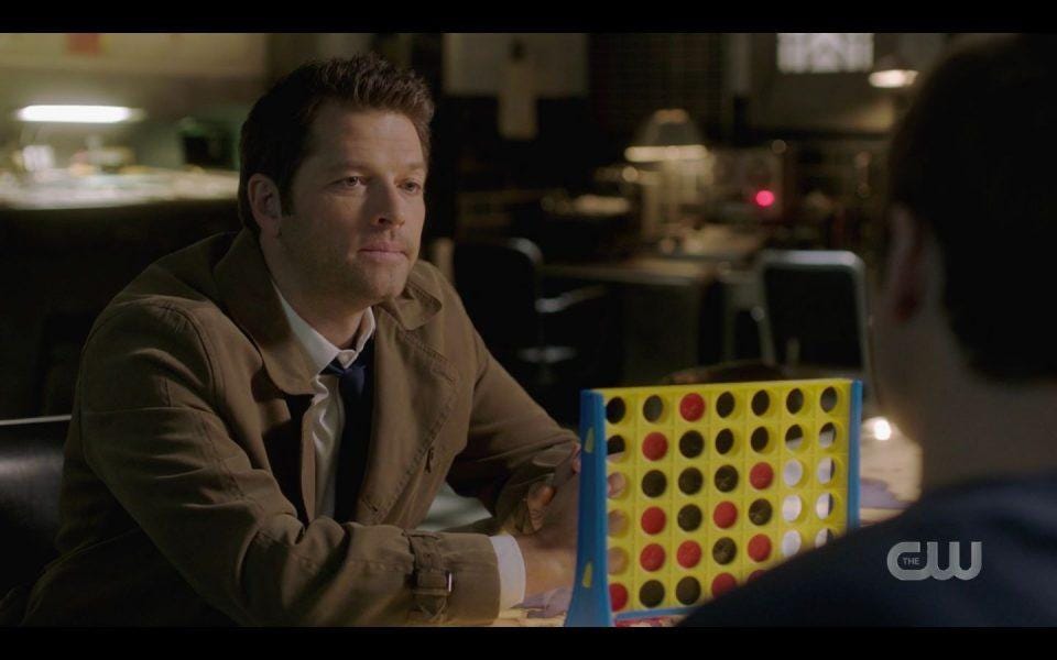 Castiel playing Connect Four with Jack SPN