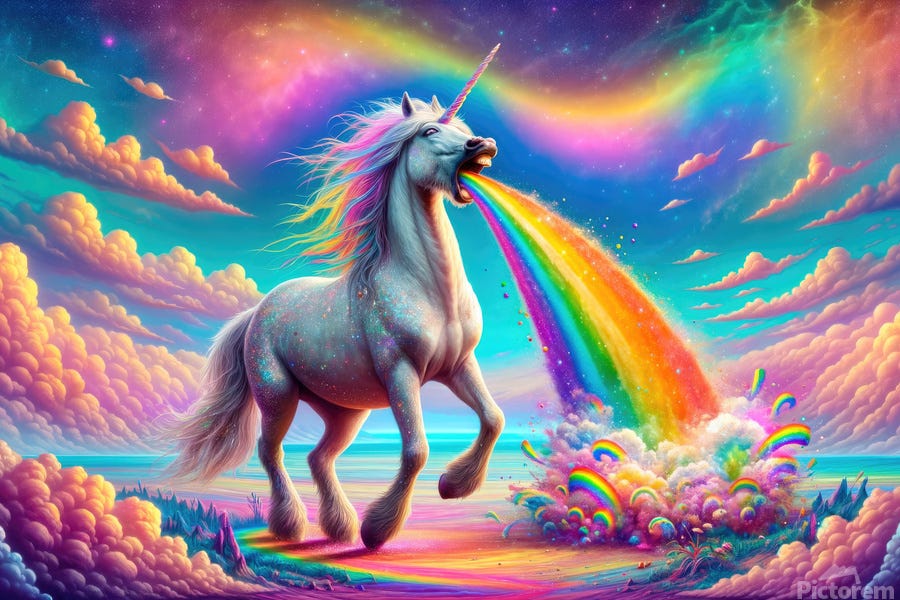 Unicorn Puking Rainbow Colors 02 Matthias Hauser Print