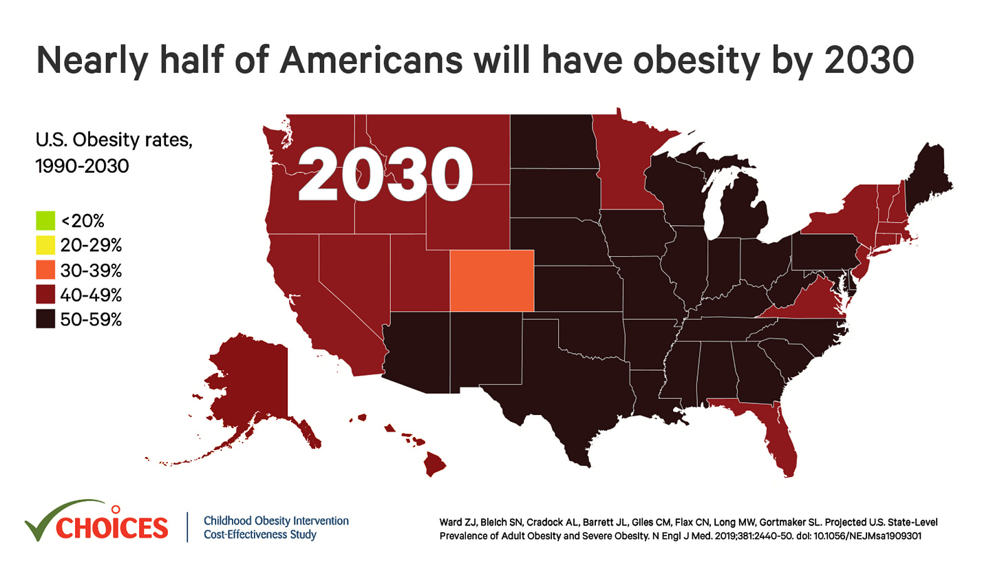 Projected U.S. State-Level Prevalence of Adult Obesity and Severe Obesity