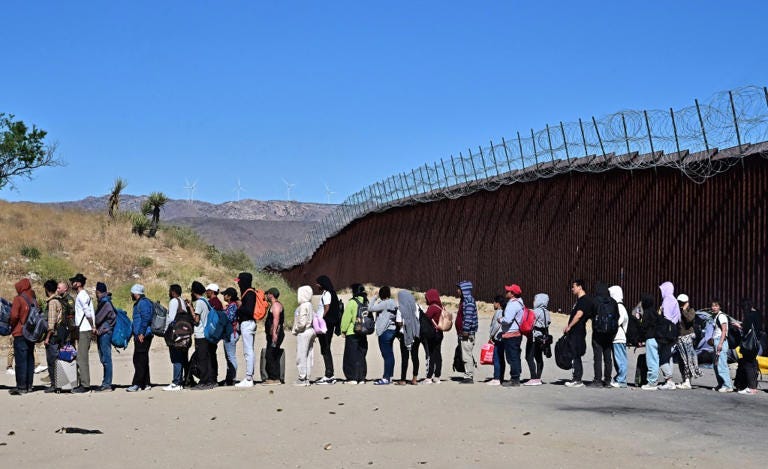 Over 1.3 million people were released into the US between March 2023 and July 2024, according to US Border Patrol. AFP via Getty Images