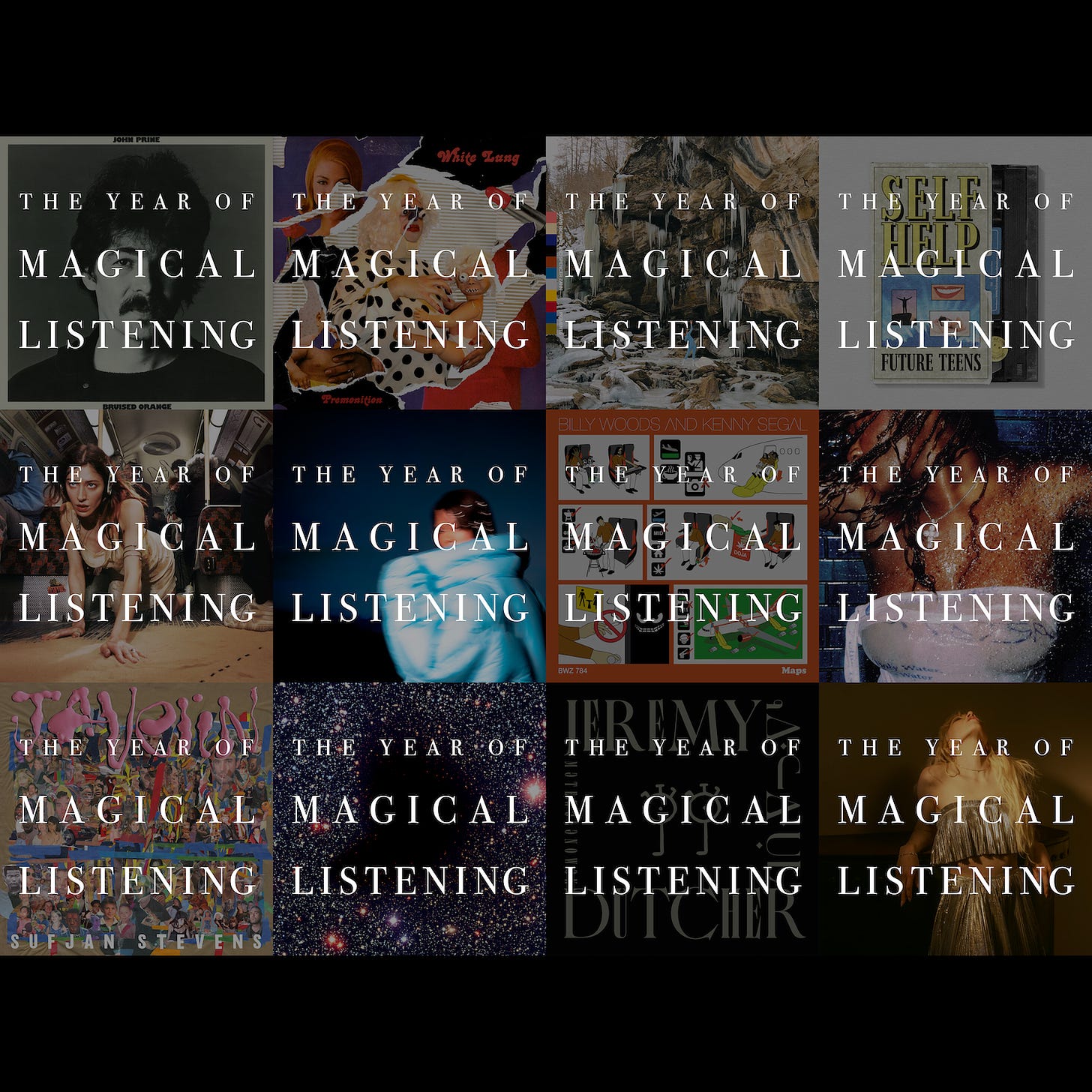 A collage of the 12 episode covers from season 4 of The Year of Magical Listening