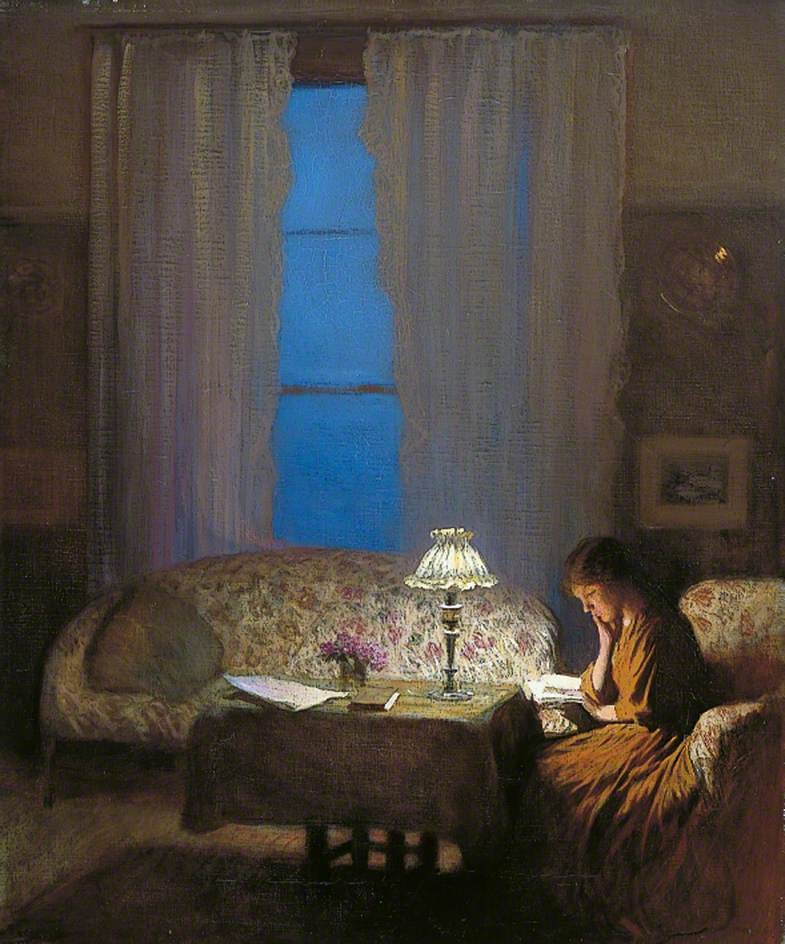 Reading by Lamplight (Twilight: Interior)