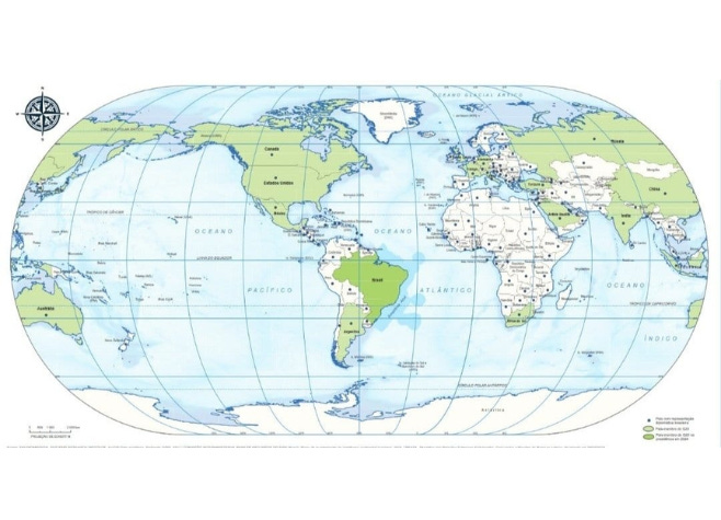 Jornal Somos - IBGE divulga novo mapa que coloca o Brasil como no centro do  mundo; o que você achou?