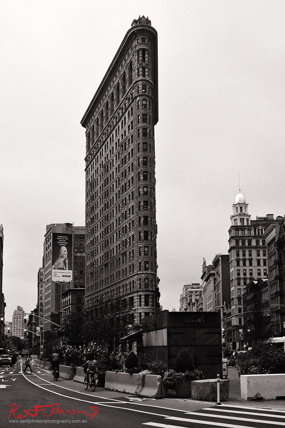 Black and white photograph of The Flatiron Building - New York City 2017