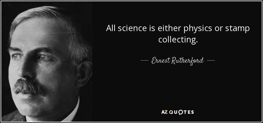 Ernest Rutherford quote: All science is either physics or stamp collecting.