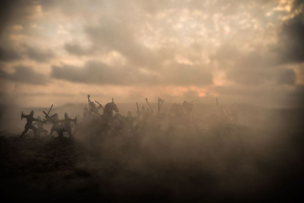 Medieval fight scene, fog of war