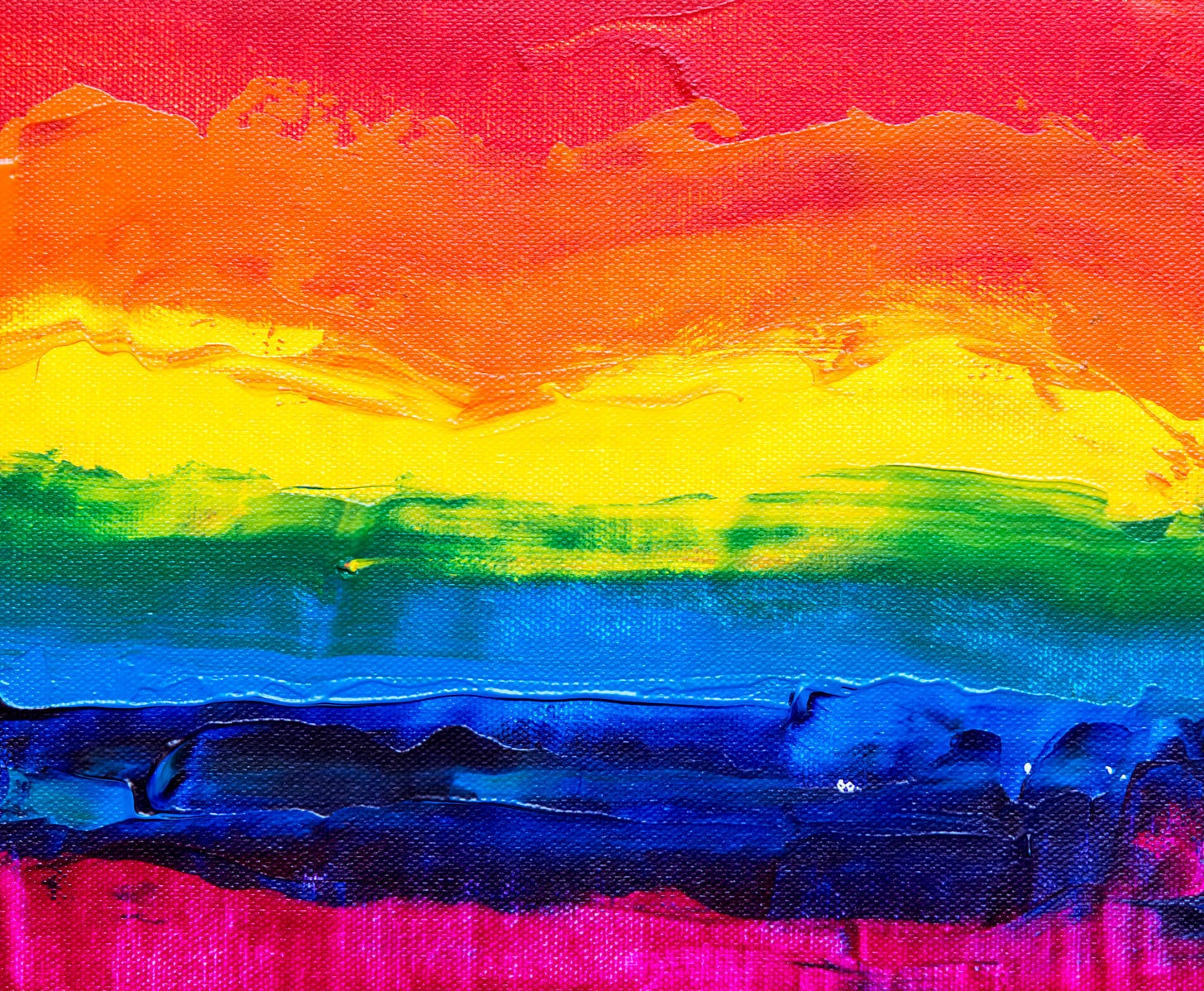 Acrylic painting of a rainbow on a canvas 