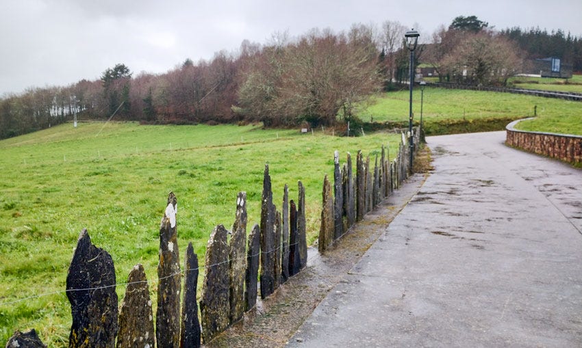Cercado de lajas de pizarra en Castro, Asturias