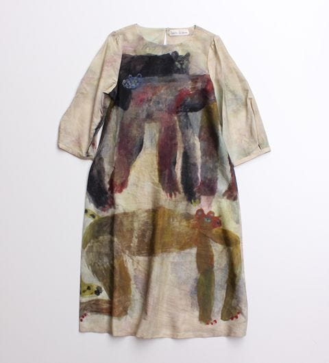 Dress with abstract painted bears