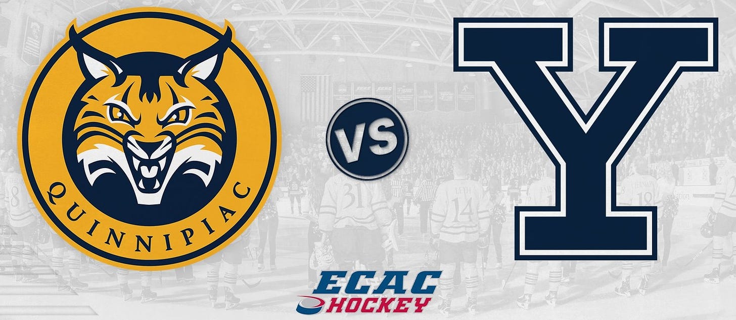 Quinnipiac Men's Ice Hockey on X: "It's official! The Battle of Whitney Ave.  will continue next weekend as we'll host Yale in the ECAC Hockey  Quarterfinals! Get your tickets today! #BobcatNation 🎟: