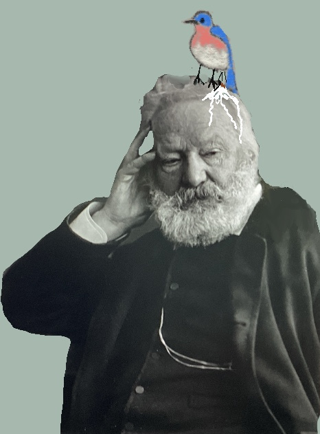 Victor Hugo with bird crap on his head