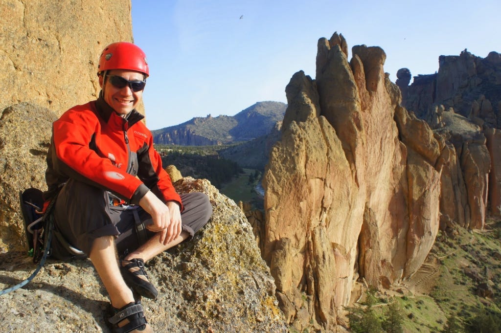 Sunrise climb at Smith Rocks in Central Oregon.