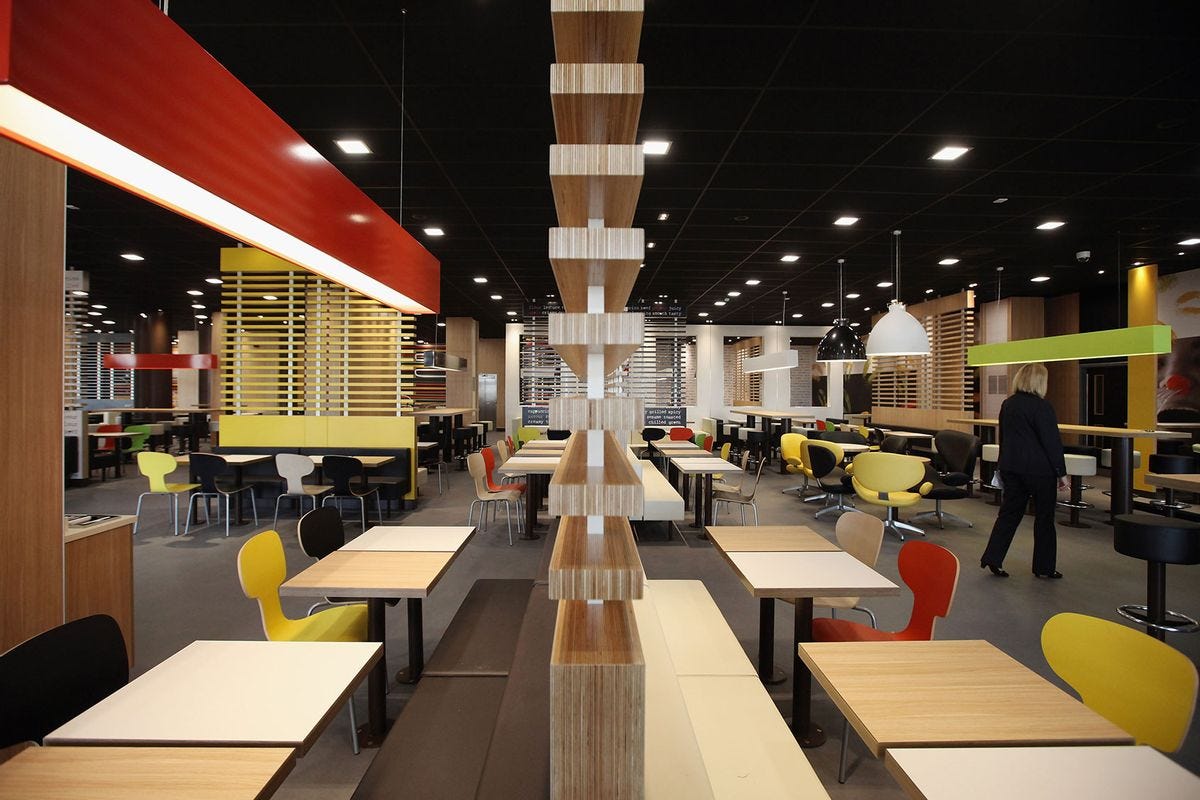 modern fast-food chains are adopting more muted interior designs