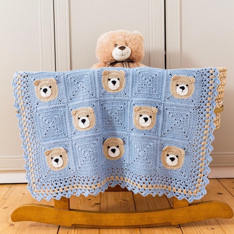 Crochet Teddy Bear Blanket Pattern, Crochet Bear Blanket Pattern by Maisie and Ruth Instant Download PATTERN ONLY image 1