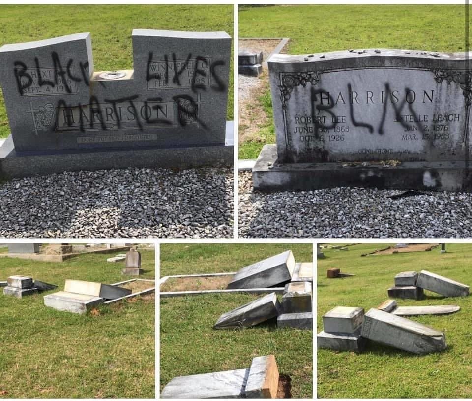 BLM trashes a cemetary june 2020